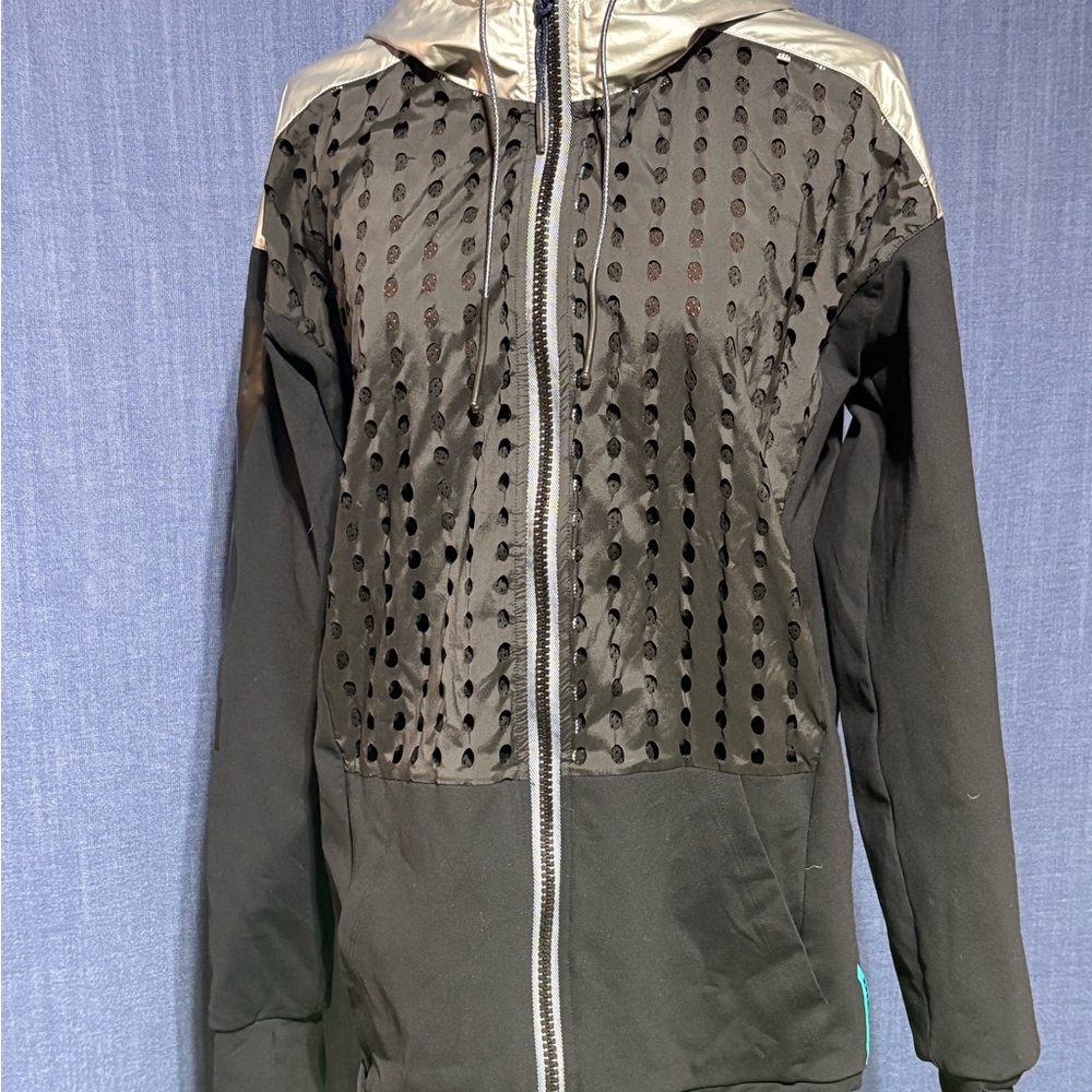 Diesel Black and Silver Bomber Jacket with Quilted Front